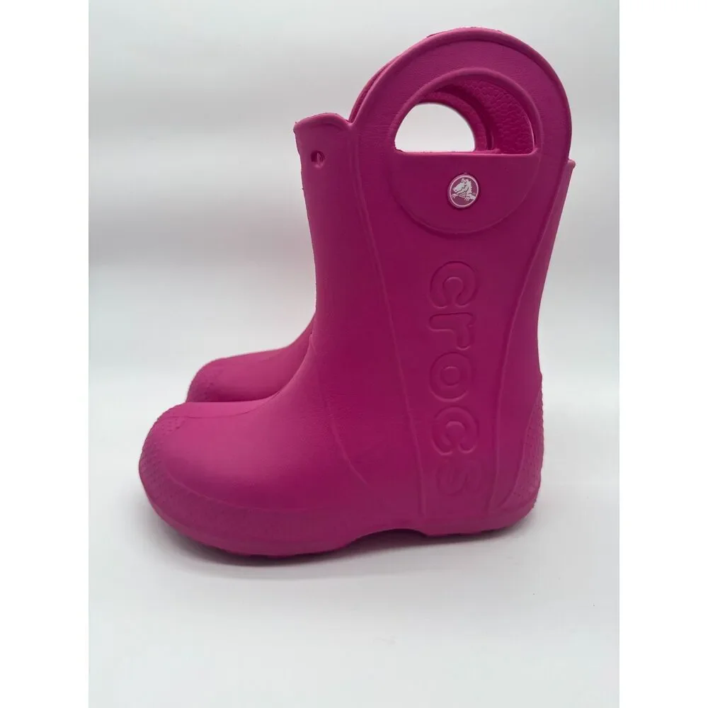 Crocs Handle It Rain Boots Solid Pink Magenta Youth J1
